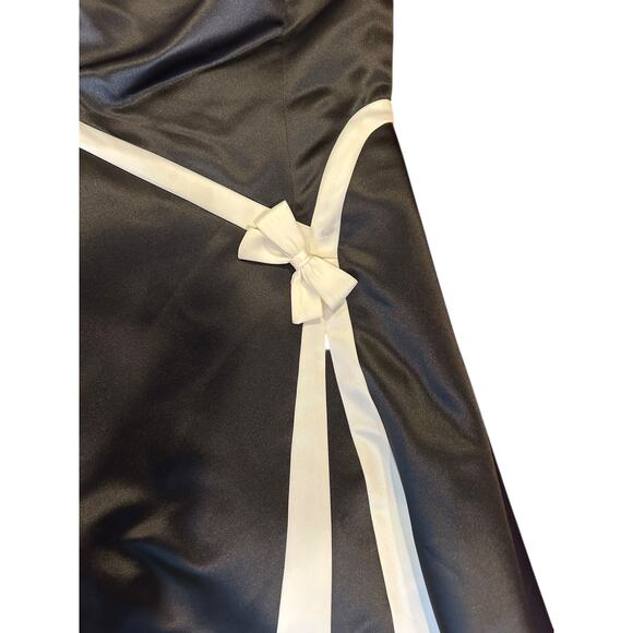 Vintage 80s NWT Jessica McClintock Gunne Sax Gown Midi Dress Black Satin Bow 9 - Picture 5 of 13